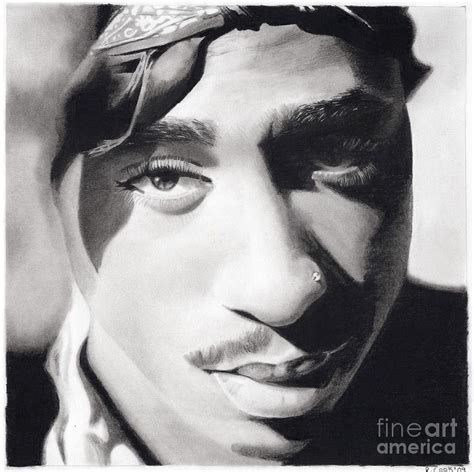 2pac Wearing His Color Drawing By Riane Cook