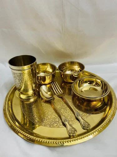 Brass Dinner Thali Set At Rs Set Antique Brass Dinner Set In Moradabad ID