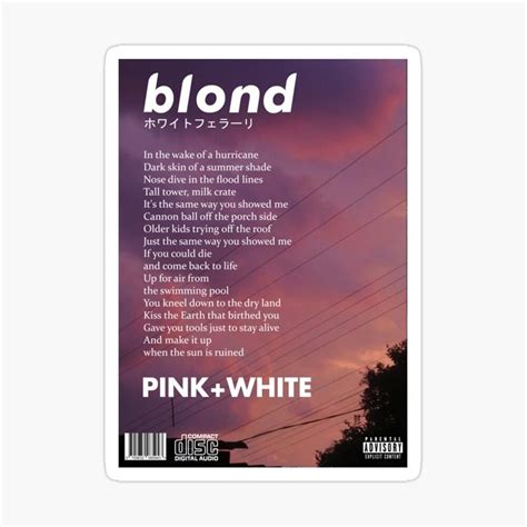 Frank Ocean Blonde Pink White Poster Poster By Pilowtek Frank