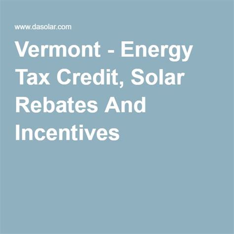 Vermont Solar Rebates