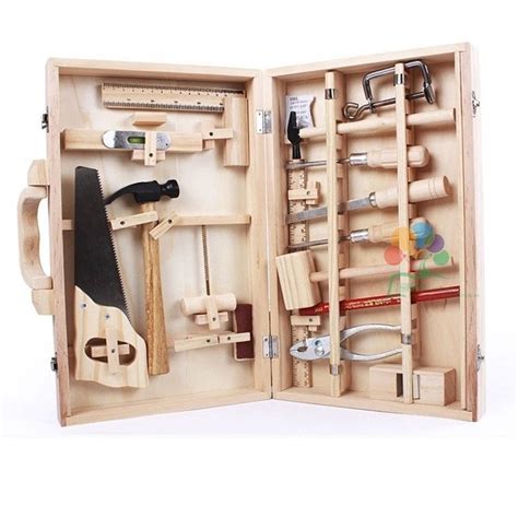Children Wooden Garden Tool Pretend Toy Kids Carpenters Box Real Life