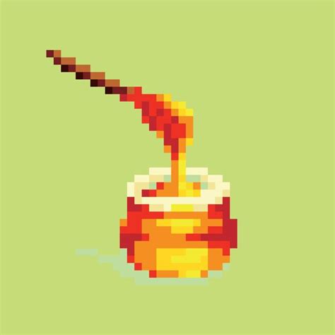 Premium Vector A Pixel Art Of Honey Dripping From A Jar