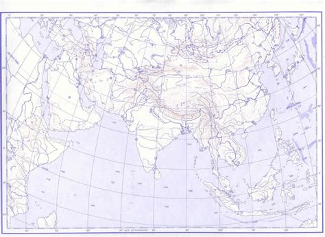 Slepá Mapa Asie Vodstvo Mapa