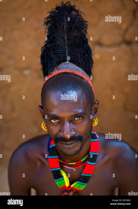 Hamer Tribe Man With Ostrich Feather Turmi Omo Valley Ethiopia Stock