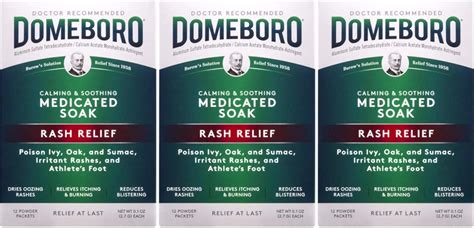 Domeboro Soothing Soak Rash Relief Powder Packets 12 Ea Pack Of 3
