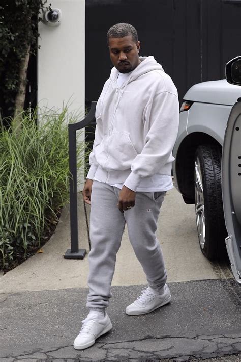 Spotted Kanye West Wearing Champion Joggers And Yeezy Season Calabasas