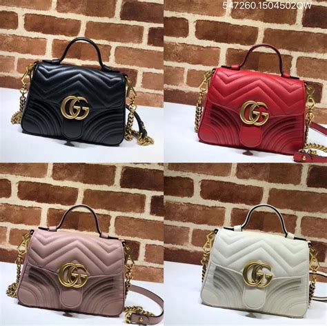 Gucci Gg Marmont Mini Top Handle Bag With Chain Shoulder 547260 Bags