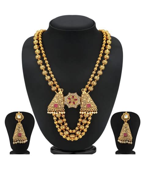 sukkhi alloy golden traditional 18kt gold plated necklaces set buy
