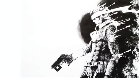 Metal Gear Solid Bw White Sketch Drawing Hd Wallpaper