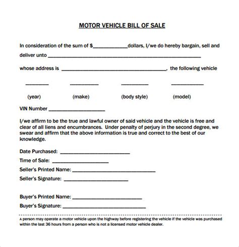 Vehicle Bill Of Sale Template 14 Download Free Documents In Pdf Word