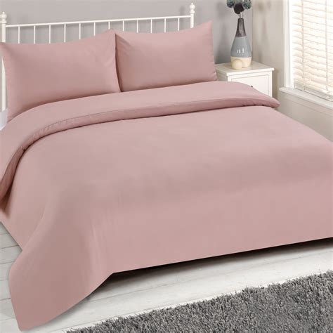 Brentfords Plain Duvet Cover And Pillowcase Reversible Bedding Set Or