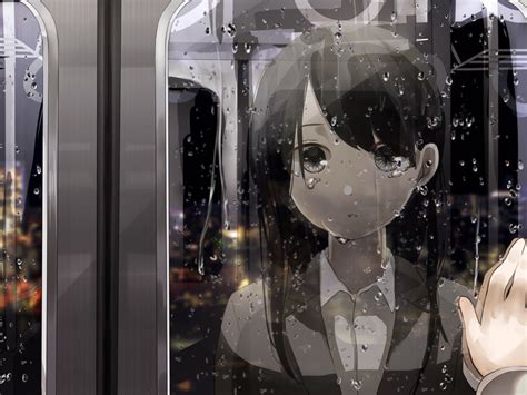 Desktop Wallpaper Train Window Cute Anime Girl Rain Hd Image Picture Background F11f72