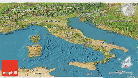 Satellite Panoramic Map Of Italy