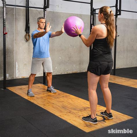 Medicine Ball Chest Pass Exercise How To Workout Trainer By Skimble