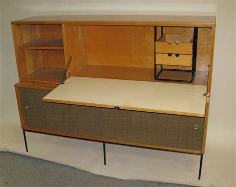 1950 Paul Mccobb 2 Part Drop Front Desk And Cabinet At 1stdibs