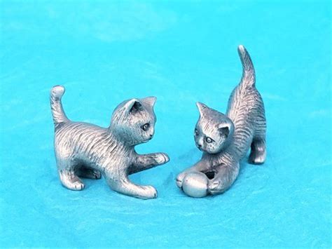 Fine Pewter Miniature Cat Figurines A Pair Of Mini Cat Etsy Cat
