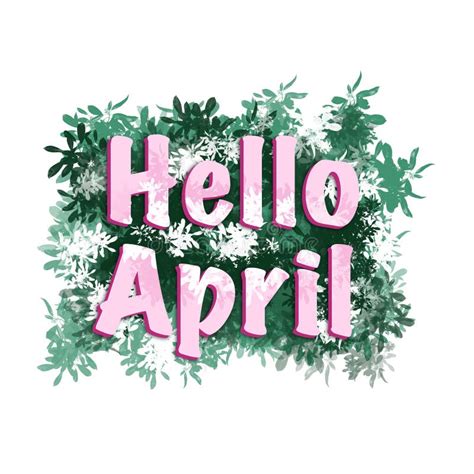 Hello April Hand Drawn Illustration Spring Sticker Banner Card