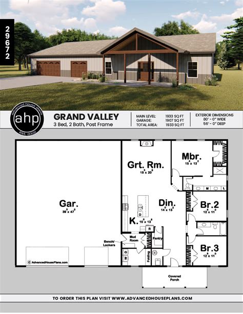 Post Frame Homebarndominium Plan Grand Valley Barn House Plans