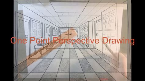 1 Point Perspective Drawing School Hallway Youtube