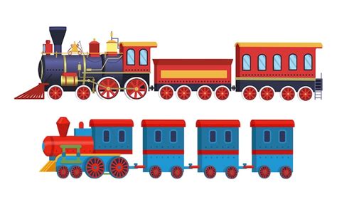 Premium Vector Set Of Cartoon Toy Trains Isolated On White