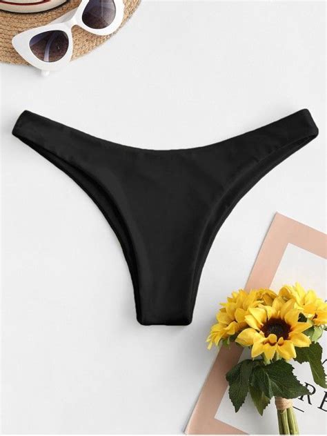 [67 off] 2021 zaful solid high leg bikini bottom in black zaful