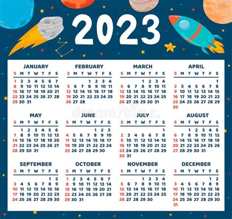 Space Calendar Planner 2023 Weekly Scheduling Planets Stars Space