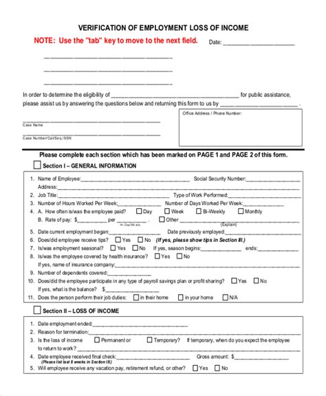 Free 10 Sample Income Verification Forms In Pdf Ms Word