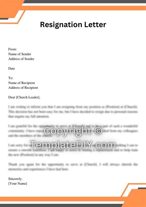 Resignation Letter From Church Position Sample In Pdf And Word