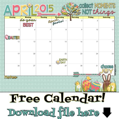 April 2015 Calendar Collecting Moments Inkhappi