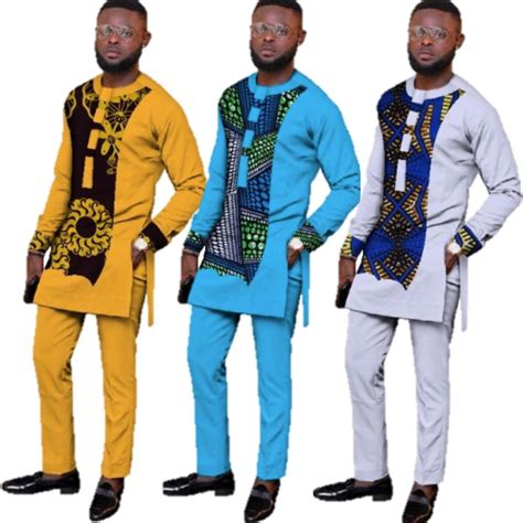 Natural Mens African Clothing Dashiki Men 2 Pieces Top And Y10875 African Men Fashion African