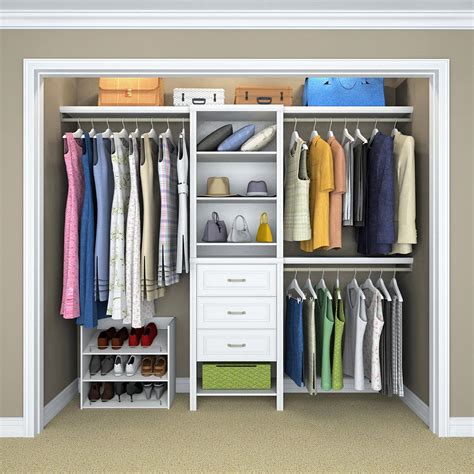 Custom closet spaces can be designed by adding drawers and shelves to cabinets and by placing manual shelves, partitions, hanging rods, clothes how can i design a custom closet? Wood Closet Organizer Kit Shelving System 8 Shelves ...