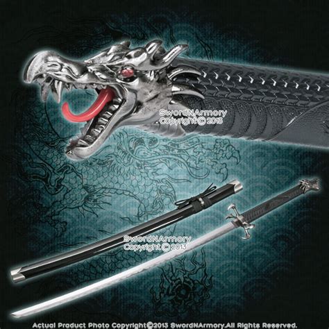Black Torch Dragon Fantasy Samurai Katana Sword With Four Claws Style Guard