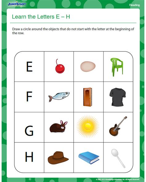 Each piece of state holds a single value, which can be an. Learn the Letters E - H View - Free Kindergarten Reading ...