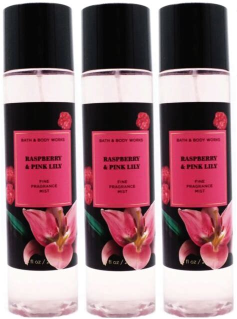 3 Bath And Body Works Raspberry And Pink Lily Fine Fragrance Body Mist Spray Ebay