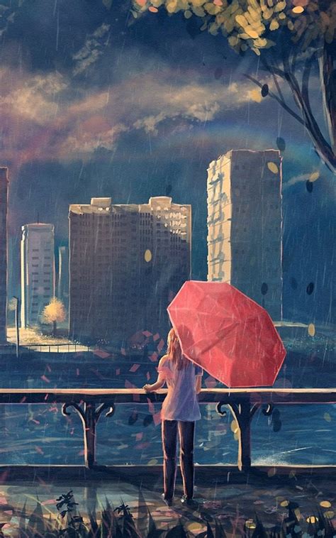 Anime Girl Holding Umbrella