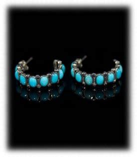 Turquoise Hoop Earrings Quality Silver And Turquoise Hoop Earrings By