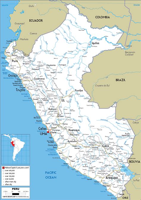 Large Size Road Map Of Peru Worldometer