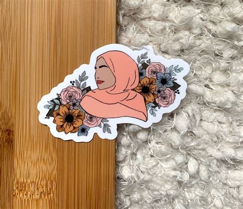 Floral Hijabi Sticker Cute Muslim Sticker Islamic Laptop Etsy