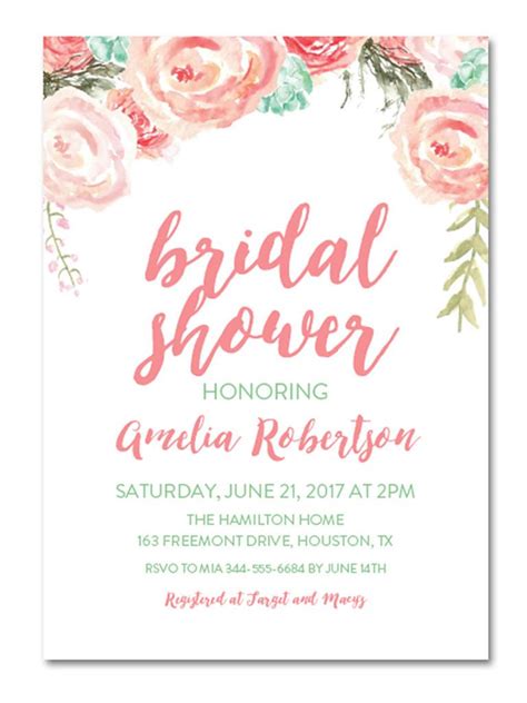Bridal Shower Invite Template Pink Bridal Shower Bridal Shower Invitation Simple Bridal Shower