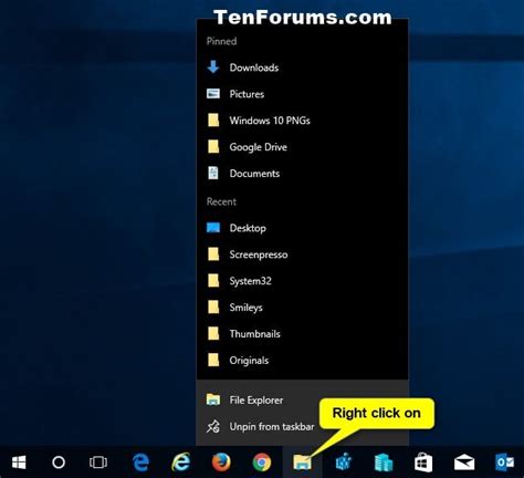 Open Context Menu For Taskbar Icons In Windows 10 Tutorials