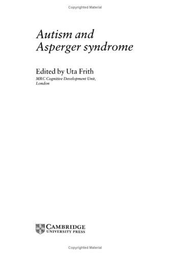 Amazon Autism And Asperger Syndrome Frith Uta Psychiatry