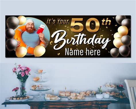 Birthday Banner With Picture Custom Happy Birthday Banner Etsy