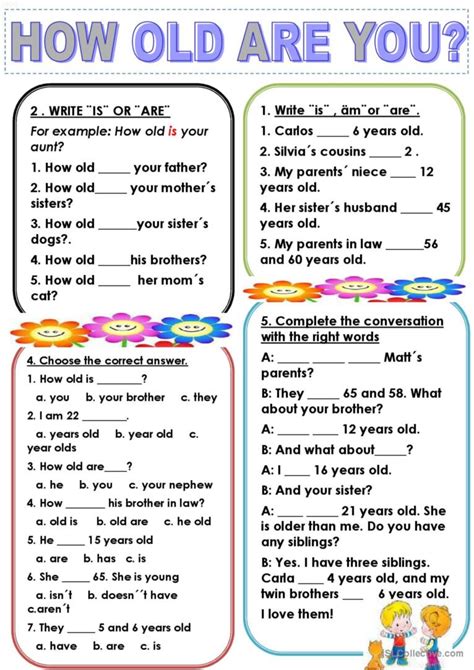 HOW OLD ARE YOU English ESL Worksheets Pdf Doc