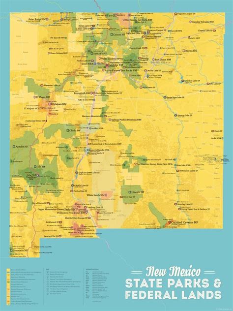 New Mexico State Parks And Federal Lands Map 18x24 Poster Etsy State