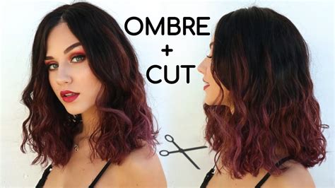 Ombré is a popular hair color trend that isn't going anywhere anytime soon. How to: ONE LENGTH CUT AND BURGUNDY OMBRE - YouTube