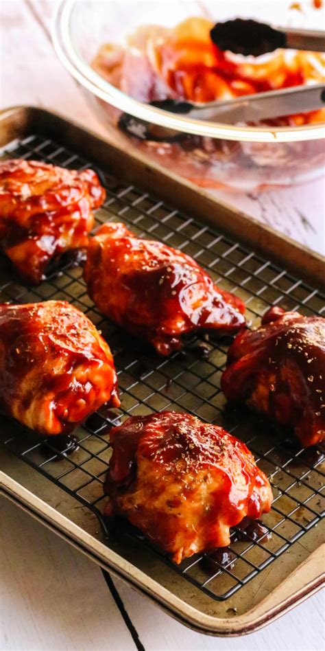 Place chicken on a wire rack lined baking sheet. Crispy Oven Baked BBQ Chicken - PinkWhen
