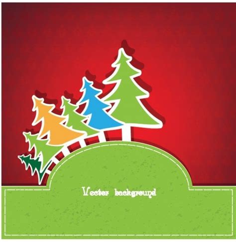 Colorful Christmas Trees Paper Frames Free Vector