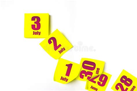 July 3rd Day 3 Of Month Calendar Date Many Yellow Sheet Of The