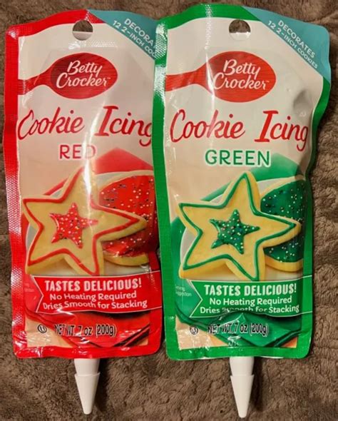 2 Pack Betty Crocker Decorating Cookie Icing 1x Red 1x Green 7 Oz