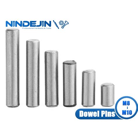 Nindejin 5pcs M8 M10 Dowel Pins 304 Stainless Steel Parallel Pins Fastener Solid Cylinder Pin